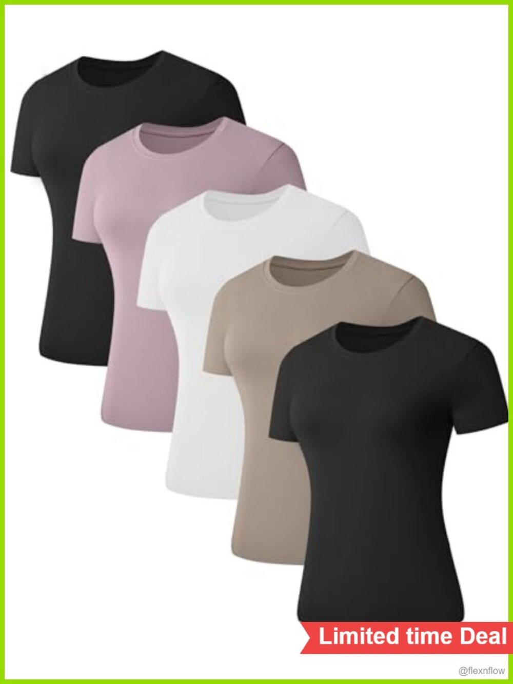 Women's Short Sleeve Crew Neck Slim Fit T-Shirts 4-Way Stretch Soft Tees